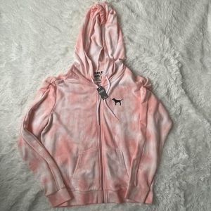 NWT Vintage Vs Pink tie dye zip up hoodie